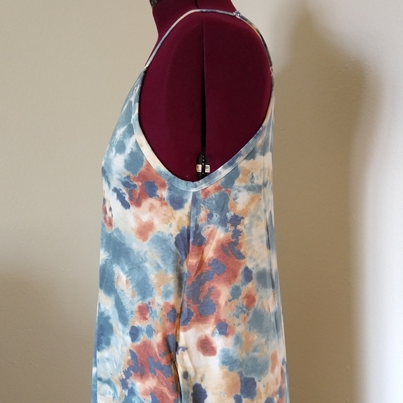 Blue Tie Dye Soft French Terry Cami Maxi Dress Plus Sized 2X - Picture 6 of 15